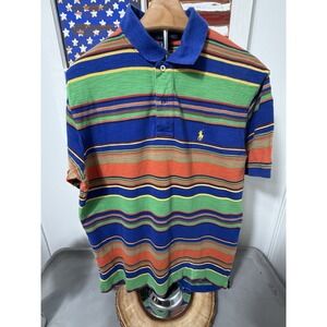 Vintage Polo Ralph‎ Lauren Striped Color Block Polo Shirt Men's Size Large